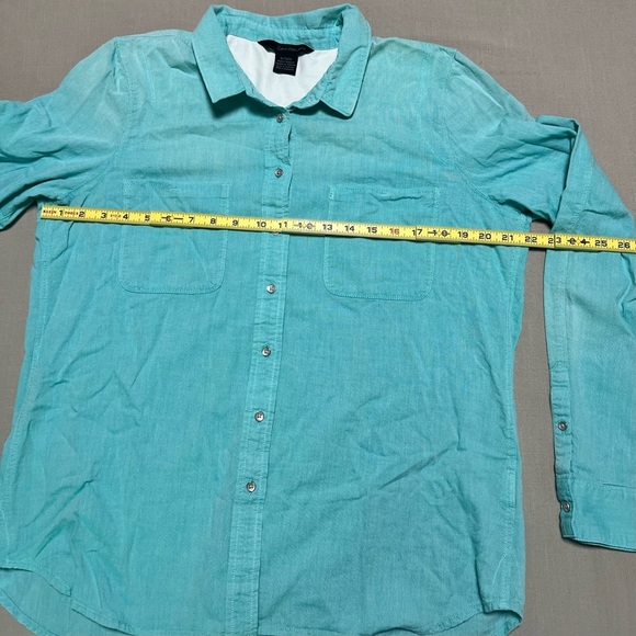 Calvin Klein Aqua Silver Buttons Buttons Button Down Cotton Mens XL - Picture 4 of 7
